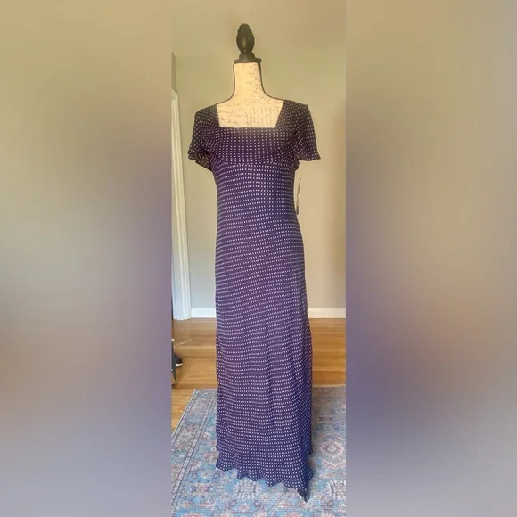 Donna Ricco | Dresses | Nwt Donna Ricco Vintage 9s Silk Bluewhite Polka Dot  Dress Size 2 | Poshmark